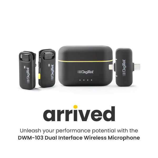 Product image of Digitek® DWM-103 Mini 2-in-1 Wireless Mic, 40m Range, 6Hr Battery, Noise Reduction, iOS/Android