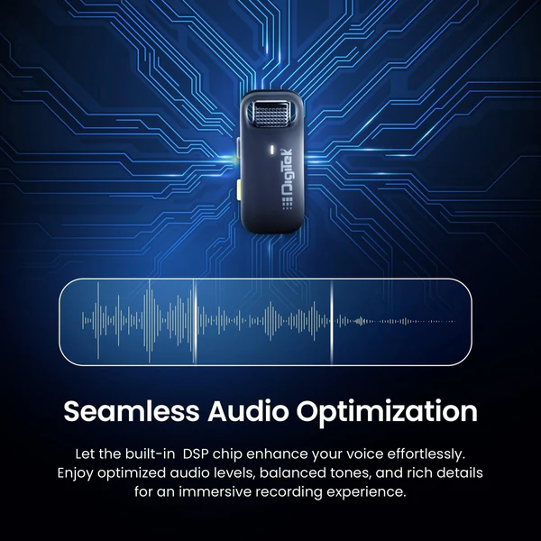 Product image of Digitek® DWM-103 Mini 2-in-1 Wireless Mic, 40m Range, 6Hr Battery, Noise Reduction, iOS/Android