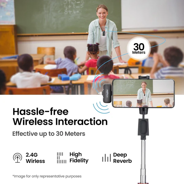 Product image of Digitek® DWM-103 Mini 2-in-1 Wireless Mic, 40m Range, 6Hr Battery, Noise Reduction, iOS/Android