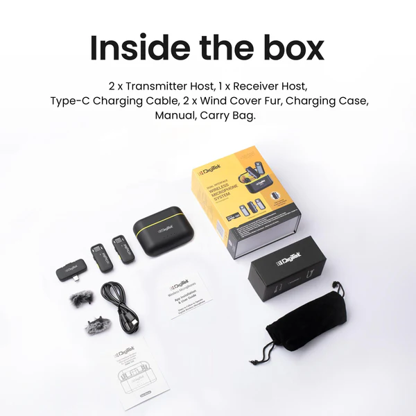 Product image of Digitek® DWM-103 Mini 2-in-1 Wireless Mic, 40m Range, 6Hr Battery, Noise Reduction, iOS/Android
