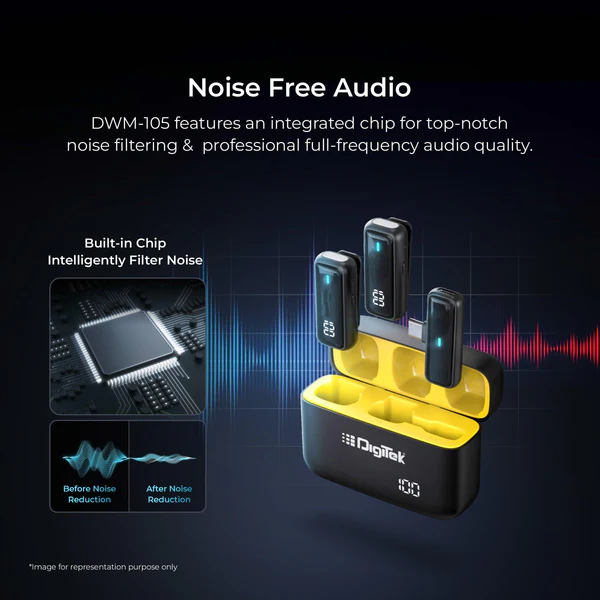 Product image of Digitek® DWM-105 2-in-1 Wireless Mic, ANC Mode, 50m Range, 6Hr Battery, Plug & Play