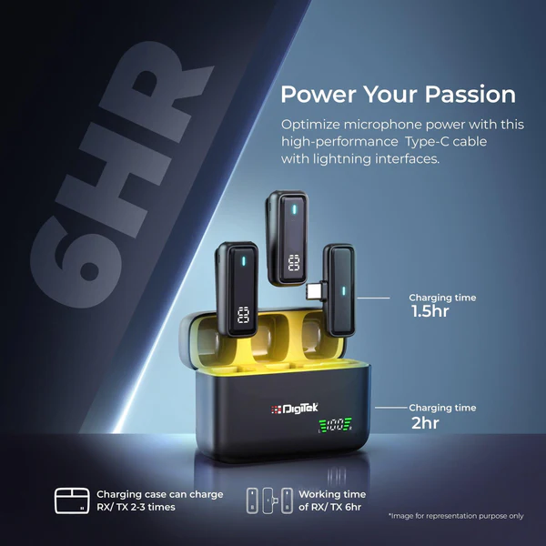 Product image of Digitek® DWM-105 2-in-1 Wireless Mic, ANC Mode, 50m Range, 6Hr Battery, Plug & Play