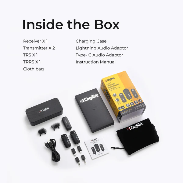 Product image of Digitek® DWM-106 2-in-1 Wireless Mic, 360° Sound, 80m Range, Noise Cancel & Reverberation