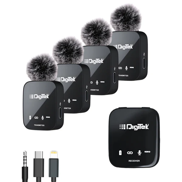 Product image of Digitek® DWM-111 4-Ch Wireless Mic System, 360° Voice, 50m Range, Noise Reduction, Plug & Play