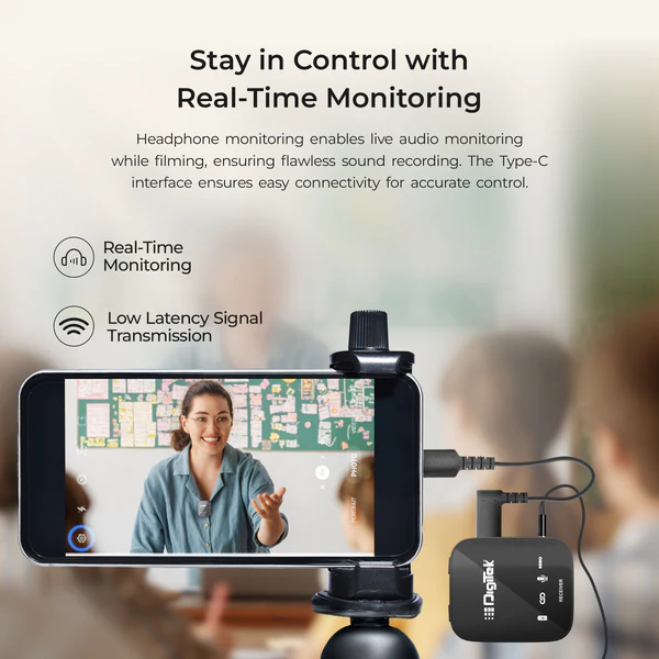 Product image of Digitek® DWM-111 4-Ch Wireless Mic System, 360° Voice, 50m Range, Noise Reduction, Plug & Play