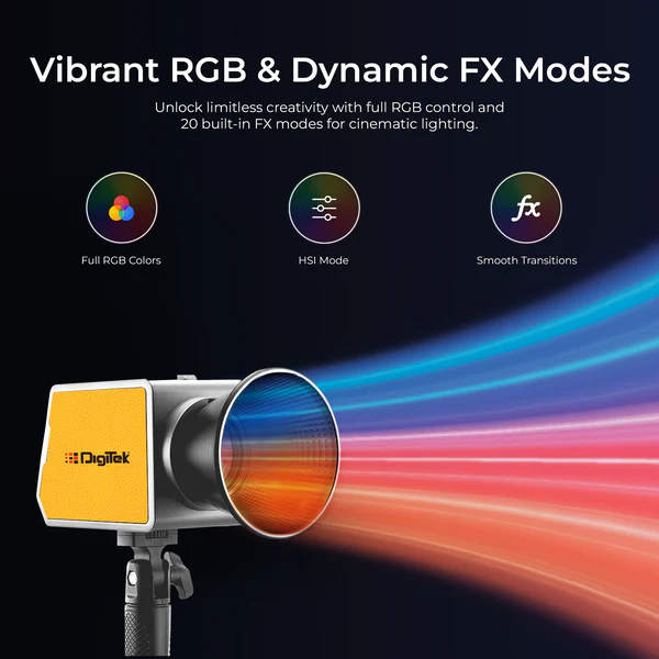 Product image of Digitek DCL-60W RGB Palm LED Light 60W with Reflector & Mini Bowen Mount | Pro Photography