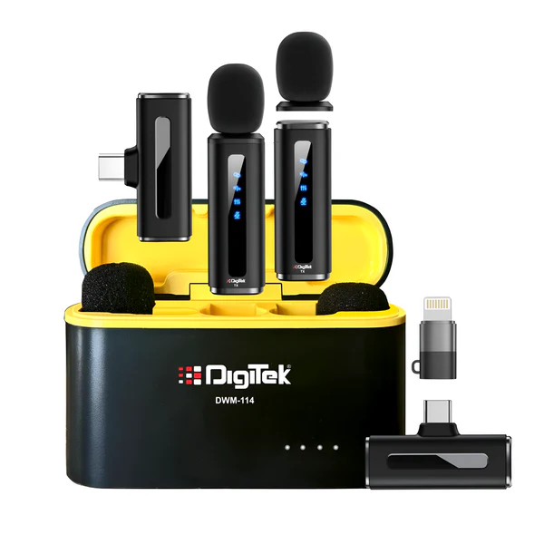 Product image of Digitek® DWM-114 2-in-1 Wireless Mic, 360° Sound, Noise Reduction, 40m Range, 6.6Hr Battery