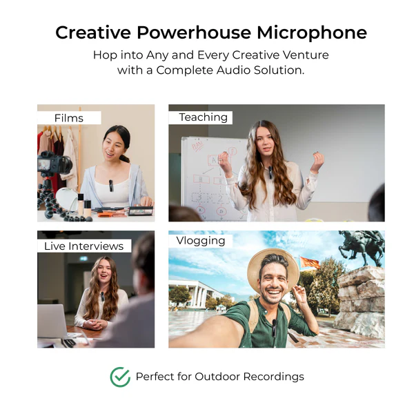 Product image of Digitek® DWM-114 2-in-1 Wireless Mic, 360° Sound, Noise Reduction, 40m Range, 6.6Hr Battery