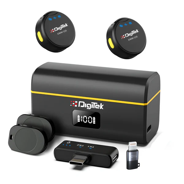 Product image of Digitek® DWM-115 2-in-1 Wireless Mic, 360° Sound, Noise Reduction, 40m Range, 6Hr Battery