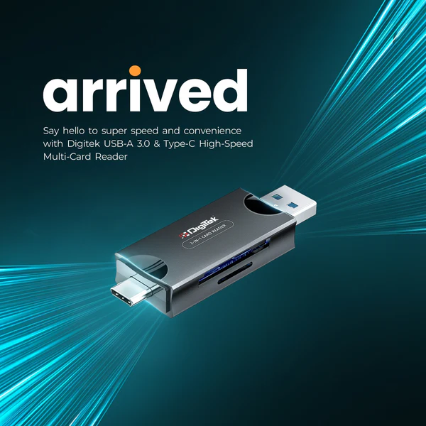 Product image of Digitek (DCR-007) USB-A 3.0 & Type C High-Speed Multi-Card Reader DCR-007