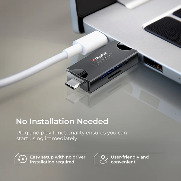 Product image of Digitek (DCR-007) USB-A 3.0 & Type C High-Speed Multi-Card Reader DCR-007