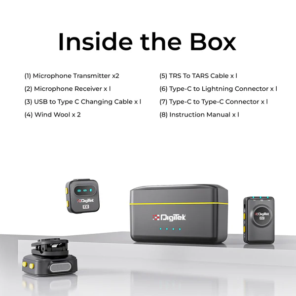 Product image of Digitek® DWM-118 2-in-1 Wireless Mic, Noise Reduction, 50m Range, 7Hr Battery, Plug & Play