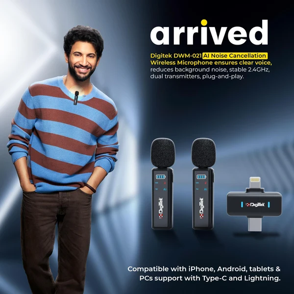 Product image of Digitek DWM 021 Wireless Microphone System with AI Noise Cancellation for Android & iPhone