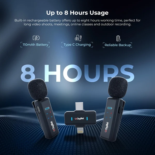 Product image of Digitek DWM 021 Wireless Microphone System with AI Noise Cancellation for Android & iPhone