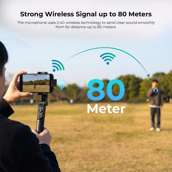 Product image of Digitek (DWM 124) 2-in-1 Wireless Microphone System for iPhone 15+ Above & Type-C Android, 80m Range, Noise Reduction & Echo Modes, For Creators & Vloggers