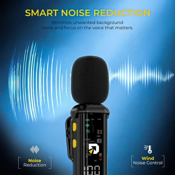 Product image of Digitek DWM-011 Wireless Microphone System for iPhone 15 Series & USB-C Android Devices, 2.4GHz Plug & Play Lavalier Mic, Noise Reduction, Echo Mode, 20m Range, 4H Battery Life, Type-C Receiver