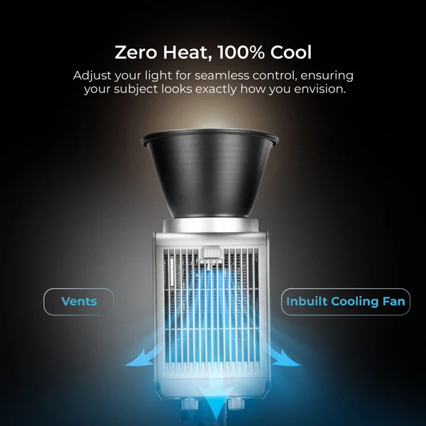 Product image of Digitek (DCL 100 WBC) 100W Bi-Color Continuous LED Light with Mini Bowen Mount & Reflector, 2700K-6500K+200 Color Temp, 20FX Modes, 97+ CRI, 0-100% Brightness, APP Control, Lighting for Videography