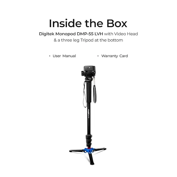 Product image of Digitek Monopod DMP 55 LVH Maximum Opetating height 1600mm with 3 KG load Capacity