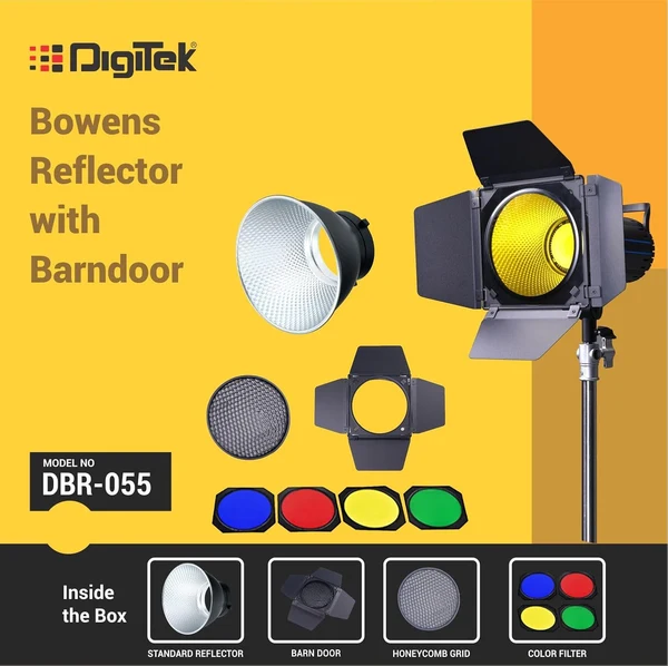 Product image of Digitek (DBR 055) Bowens Reflector with Barndoor Combo Universally Compatible with All Flash Speedlites