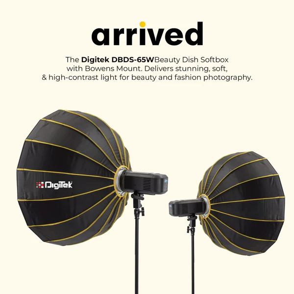 Product image of Digitek DBDS 65W 65cm Beauty Dish Softbox (White), Collapsible, Transportable, Lightweight Bowen Mount for Photography & Studio Lighting with Removable Diffuser