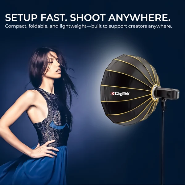 Product image of Digitek DBDS 65W 65cm Beauty Dish Softbox (White), Collapsible, Transportable, Lightweight Bowen Mount for Photography & Studio Lighting with Removable Diffuser