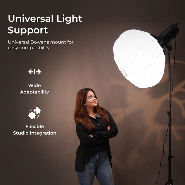 Product image of Digitek (DLSF 65) Rounded 65cm Lantern Softbox with Bowens Mount, 270° Omni-Directional, Light Quick Setup, Click Lock Design, Optional Skirts Fabric and Metal Build