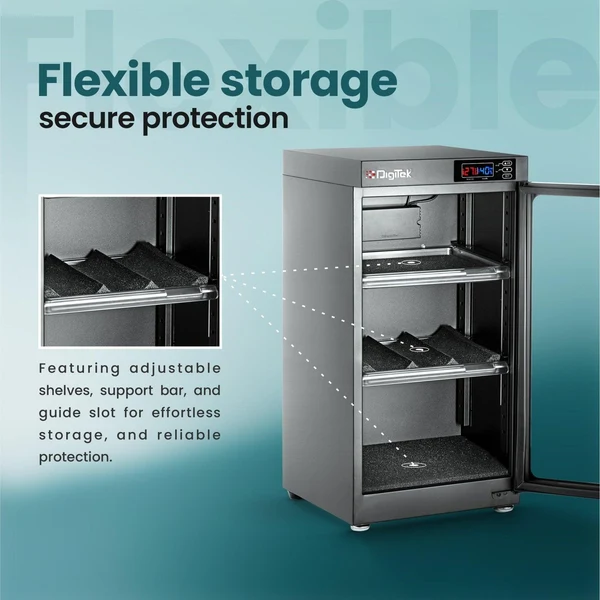 Product image of Digitek (AD 55S) 55 Liters Capacity Digital Display Dry Cabinet with Humidity Controller (Black)