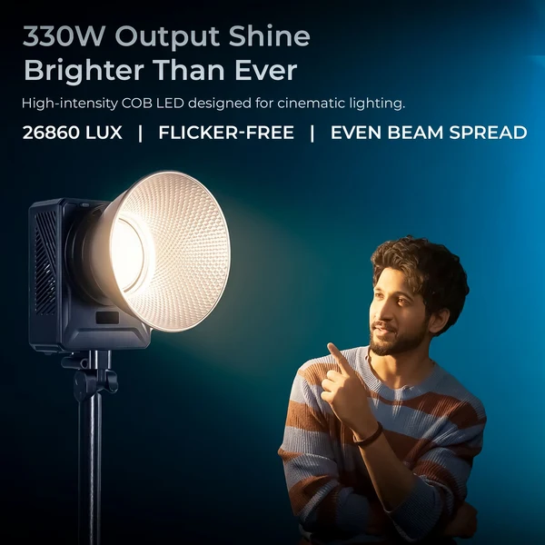 Product image of Digitek Lite (DCL 400WBC Combo) 330W Bi Color COB LED Continuous Light with Reflector & Bowens Mount, 10 Fx Effects, 0-100% Dimming, 2700K-6500K Color Temp, 26860LM, 95+ CRI, For Photo & Video Shoots