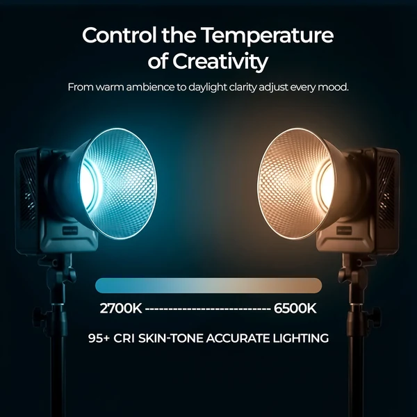 Product image of Digitek Lite (DCL 400WBC Combo) 330W Bi Color COB LED Continuous Light with Reflector & Bowens Mount, 10 Fx Effects, 0-100% Dimming, 2700K-6500K Color Temp, 26860LM, 95+ CRI, For Photo & Video Shoots