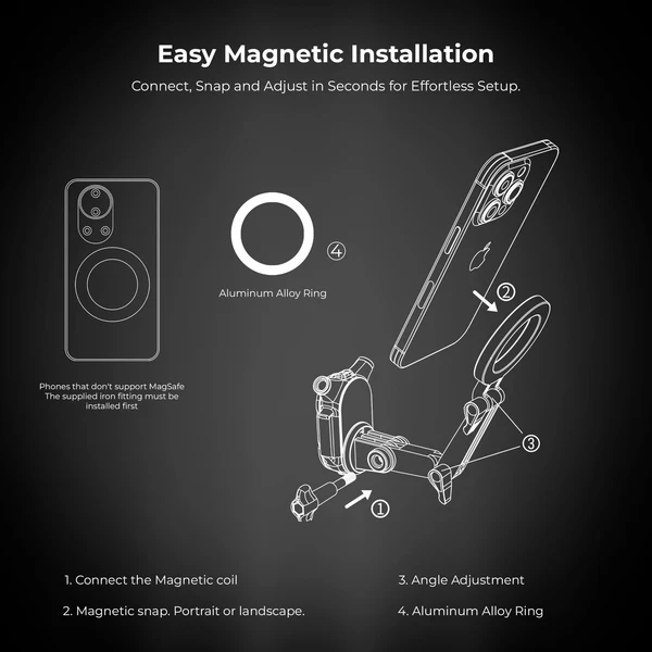 Product image of Digitek (DNM 050) Silicon U-Shaped Neck Magnetic Mount for Phones & Action Cameras, Magnetic Grip, 360° Rotation, Horizontal/Vertical Shooting, MagSafe & Non-MagSafe Compatible, for Outdoor Vlogging