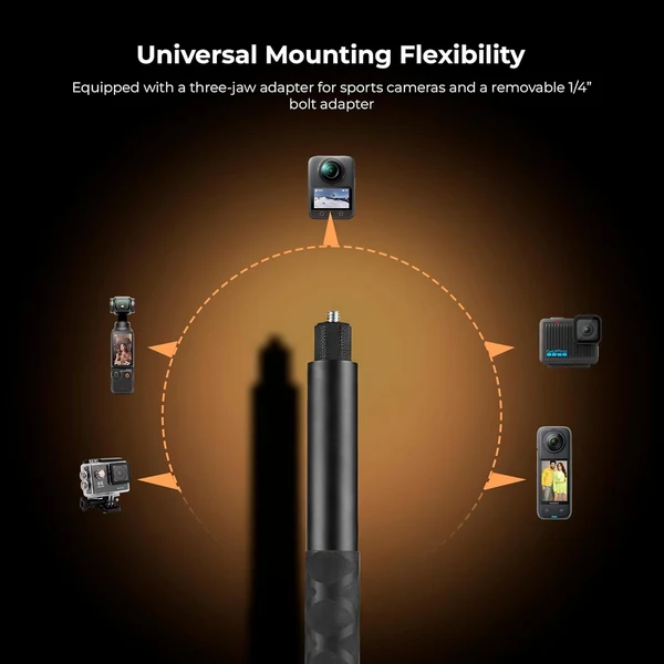 Product image of Digitek (DTR 650 IS) Aluminum Alloy 2 Meter Invisible Stick for GoPro Hero 11/10/9/8/7/6/5, Insta360 One X2/X3/X4/RS/Go 2, DJI Action 2/3 Cameras