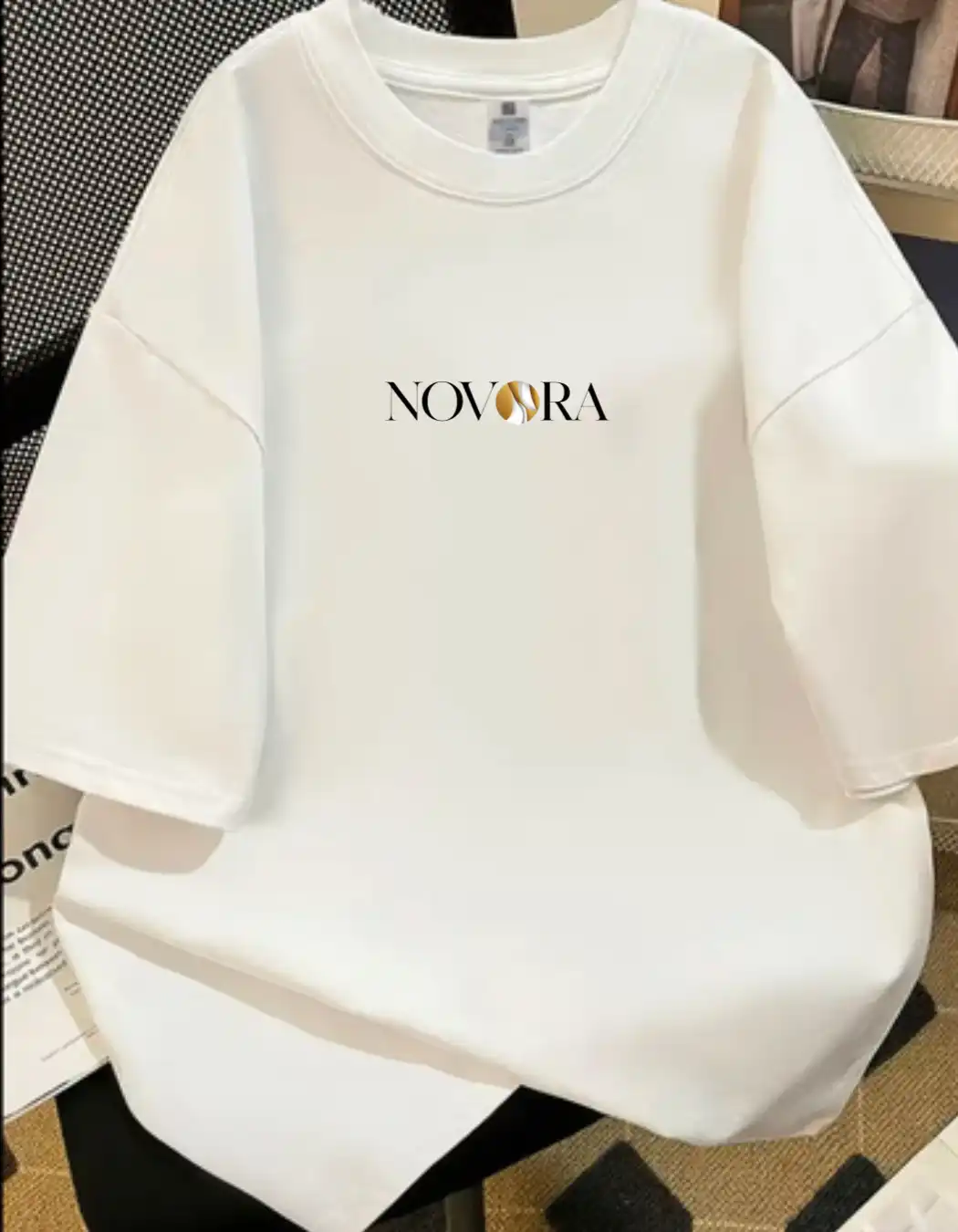 Product image of NOVORA Premium Oversized Lycra Cotton T-Shirt | WHITE|Comfortable, Stretchable & Stylish