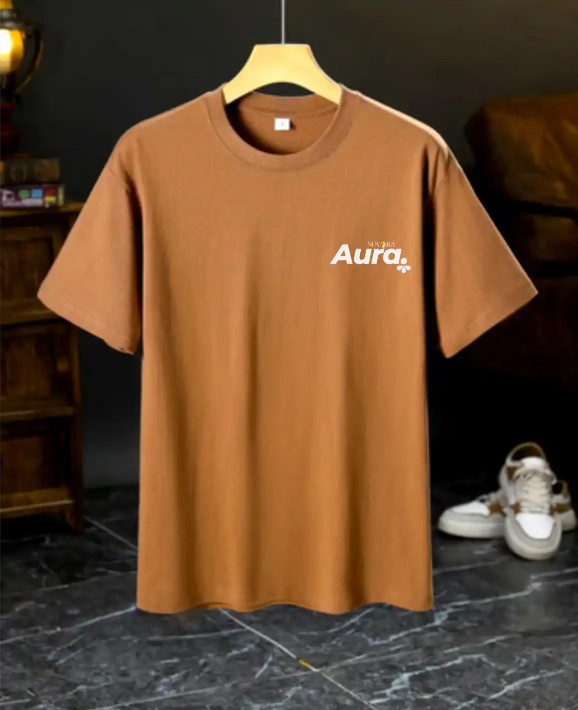 Product image of NOVORA Aura Premium Lycra Cotton Oversized T-Shirt|Coffee