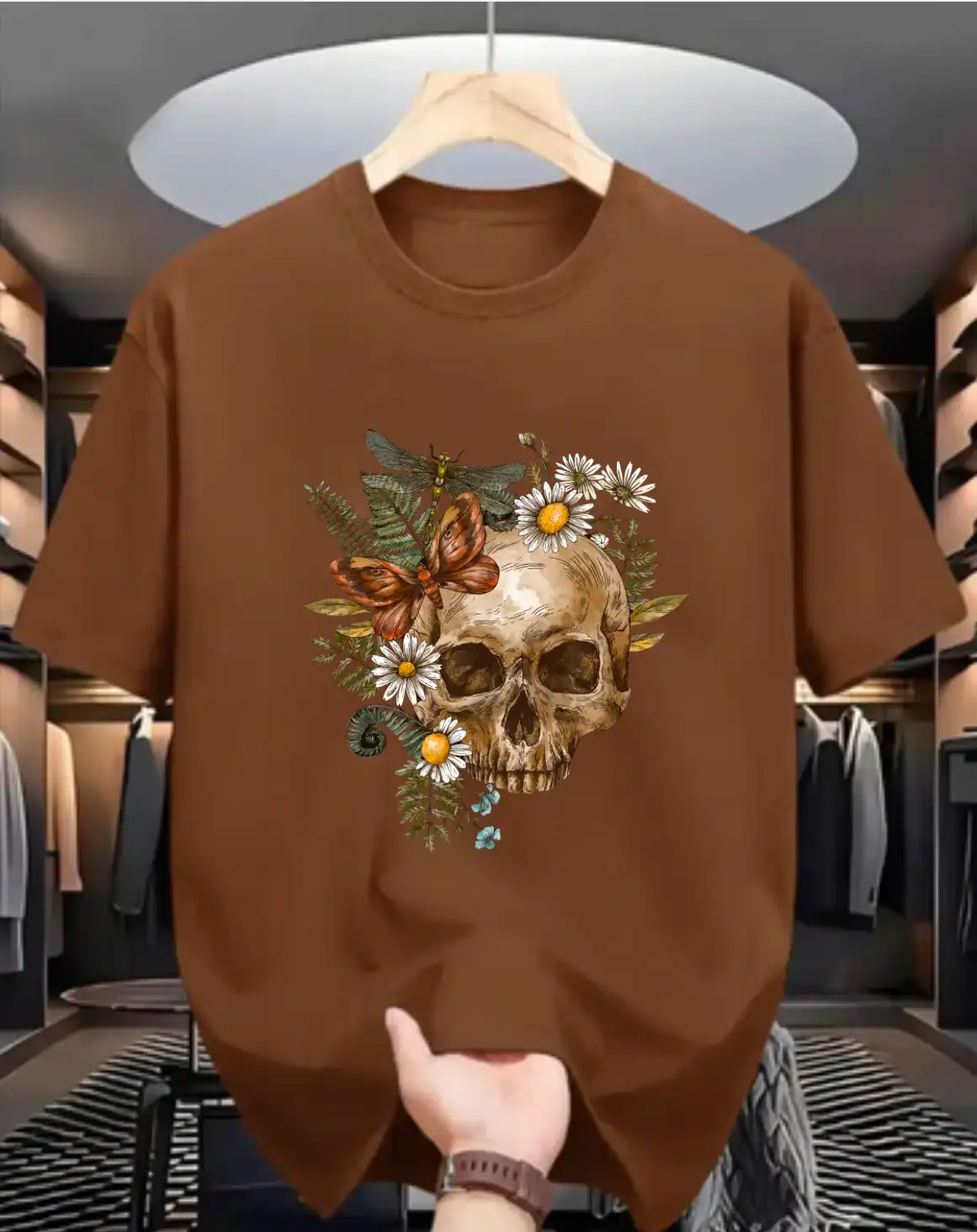 Product image of NOVORA Vintage Skull Garden Oversized Tee|Coffee