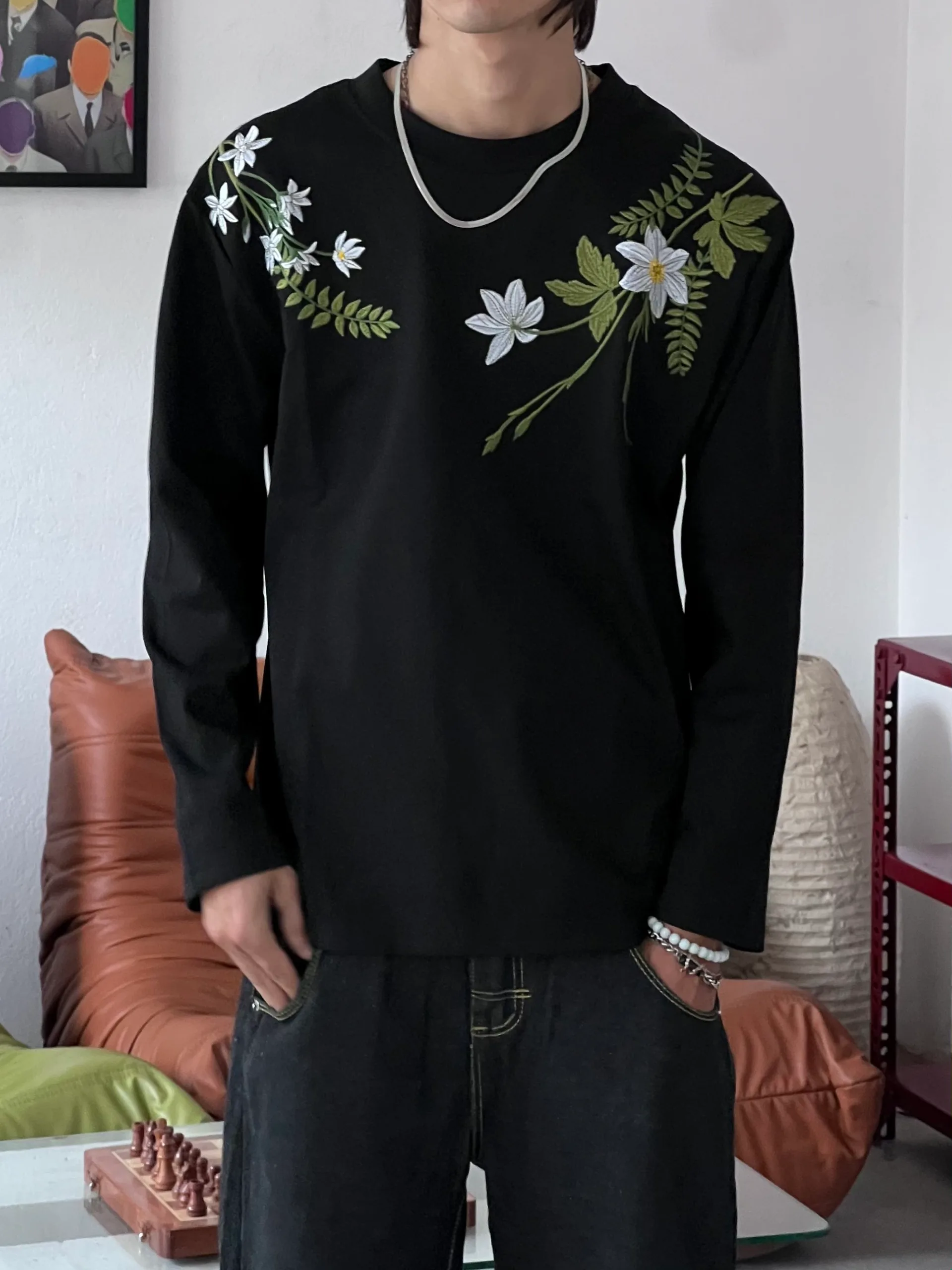 Floral Embriodered Full Sleeve Tee