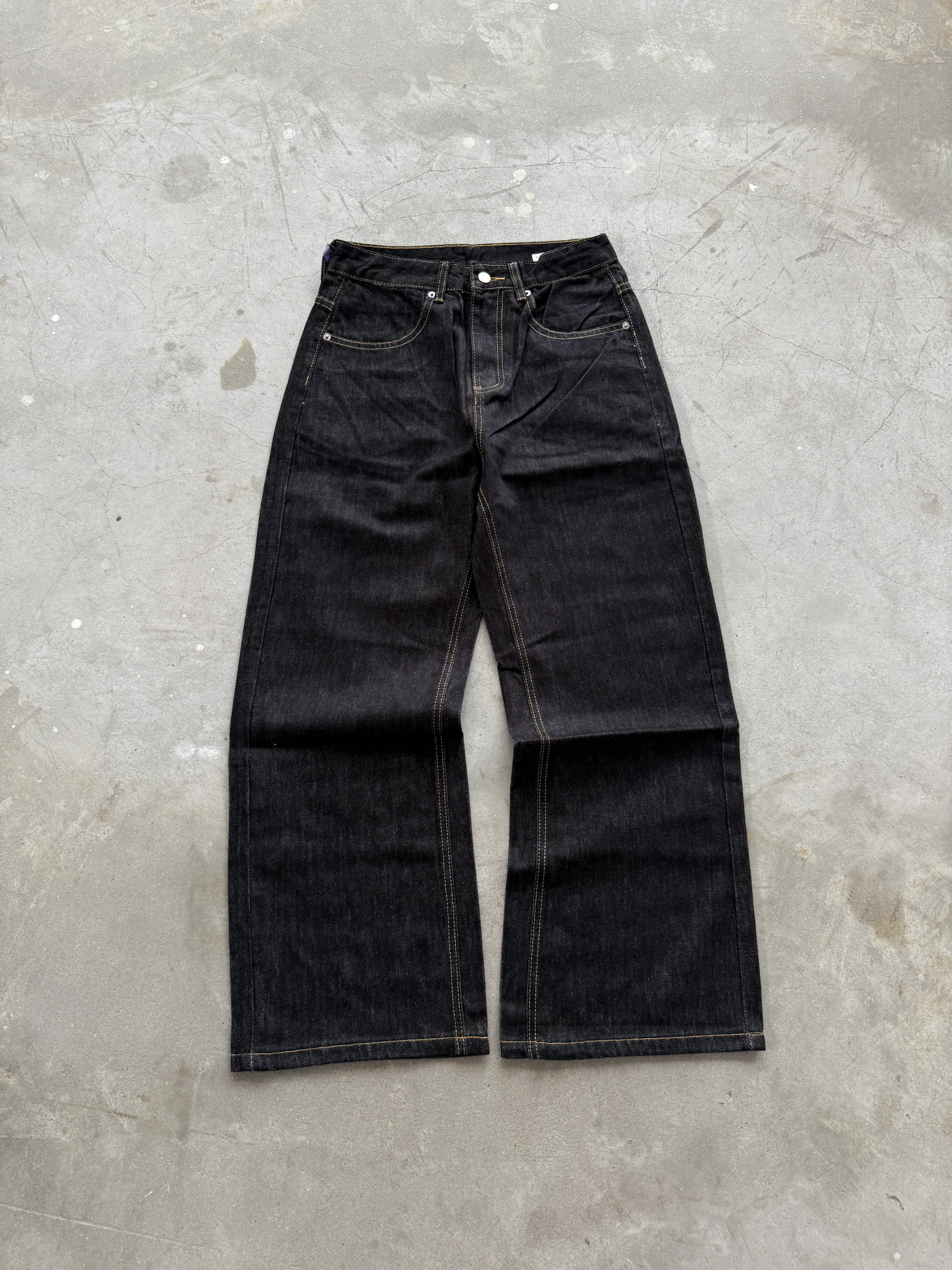 Raw Denim Wide Leg Jeans
