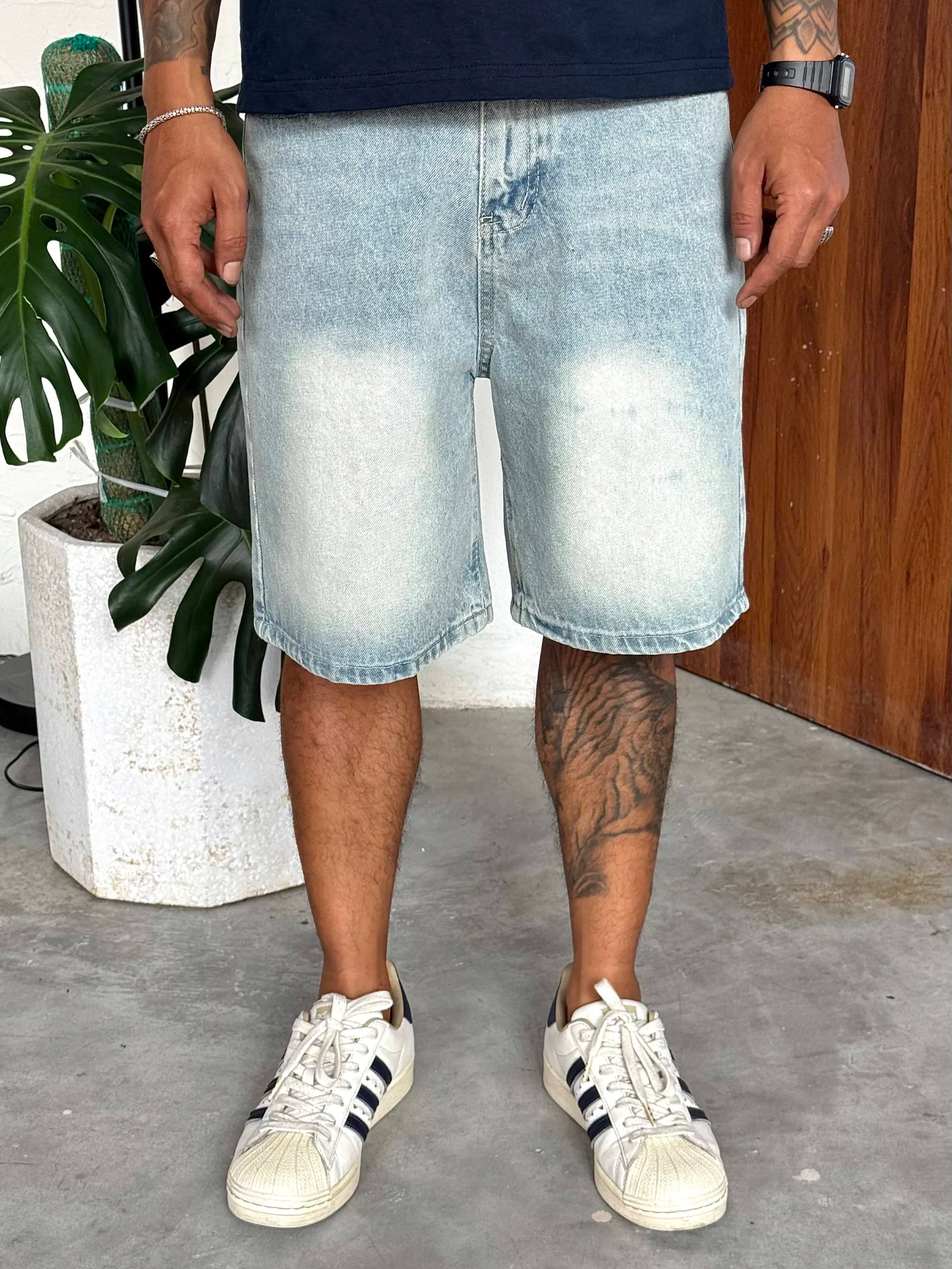 Baggy Light Blue Washed Denim Jorts