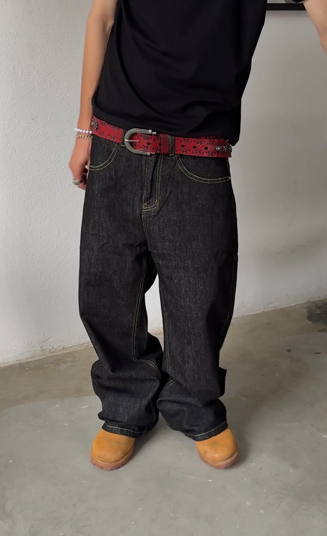 Raw Denim Wide Leg Jeans