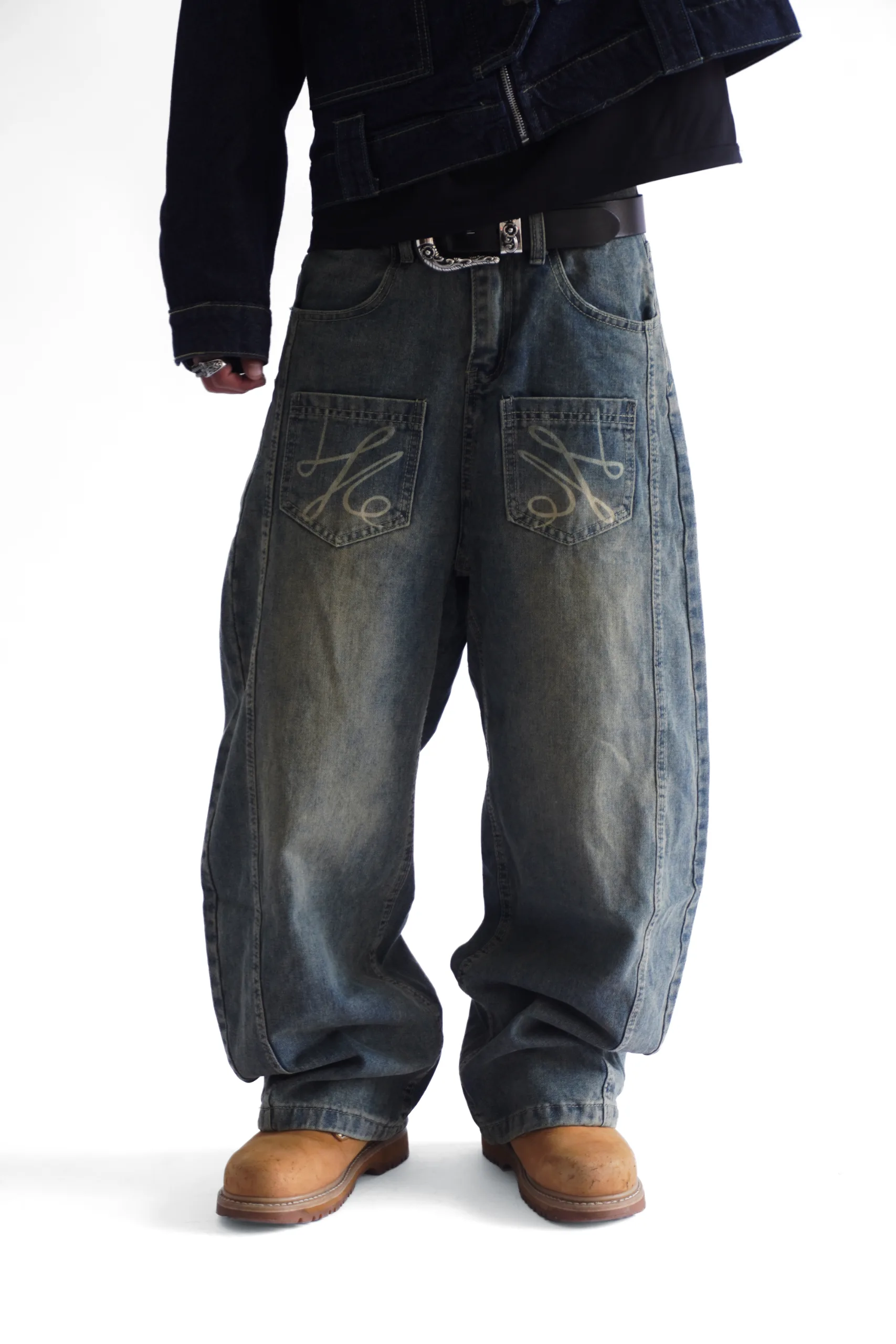 Front Pocket Washed Jeans