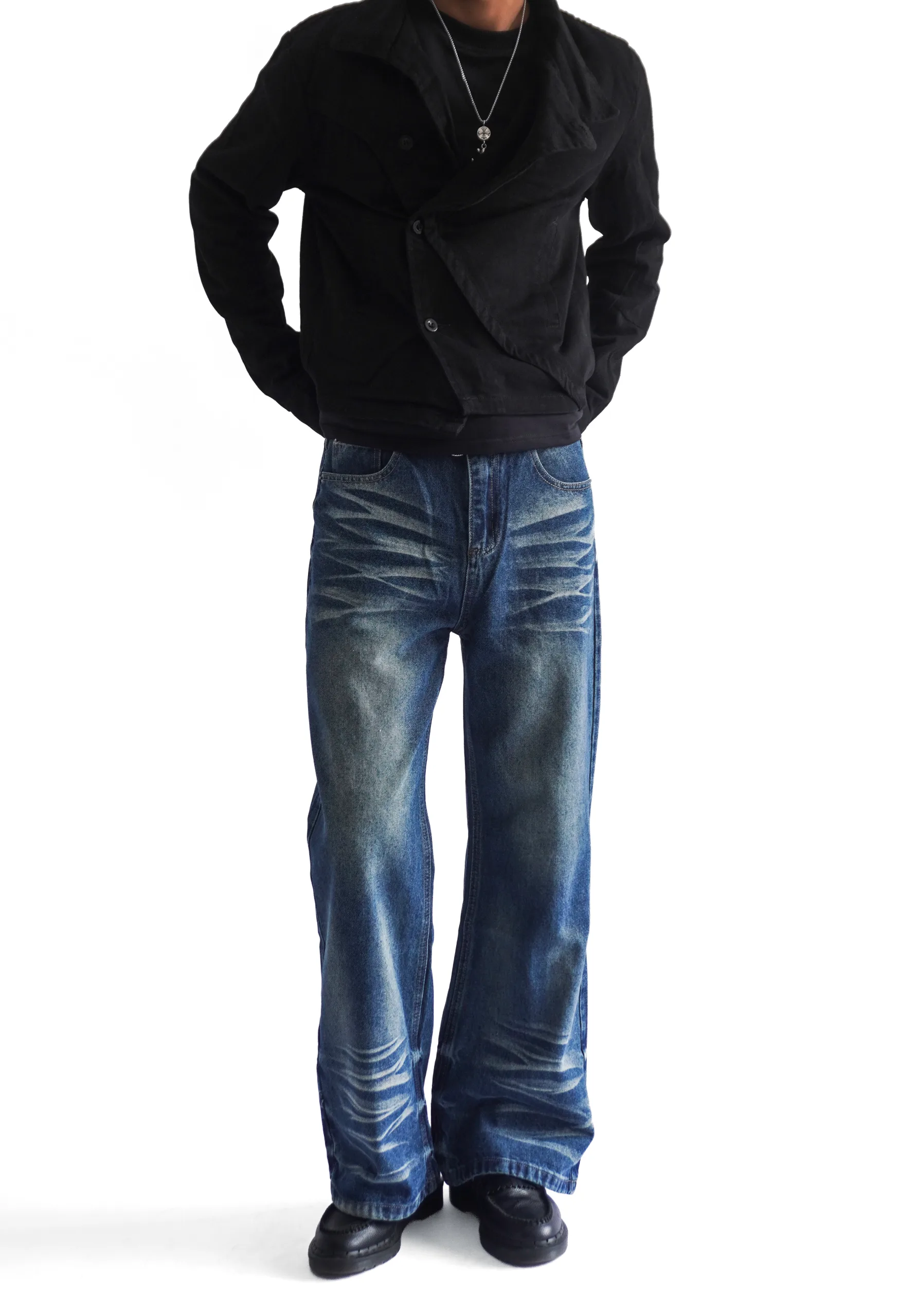 Vintage Washed Baggy bootcut Jeans
