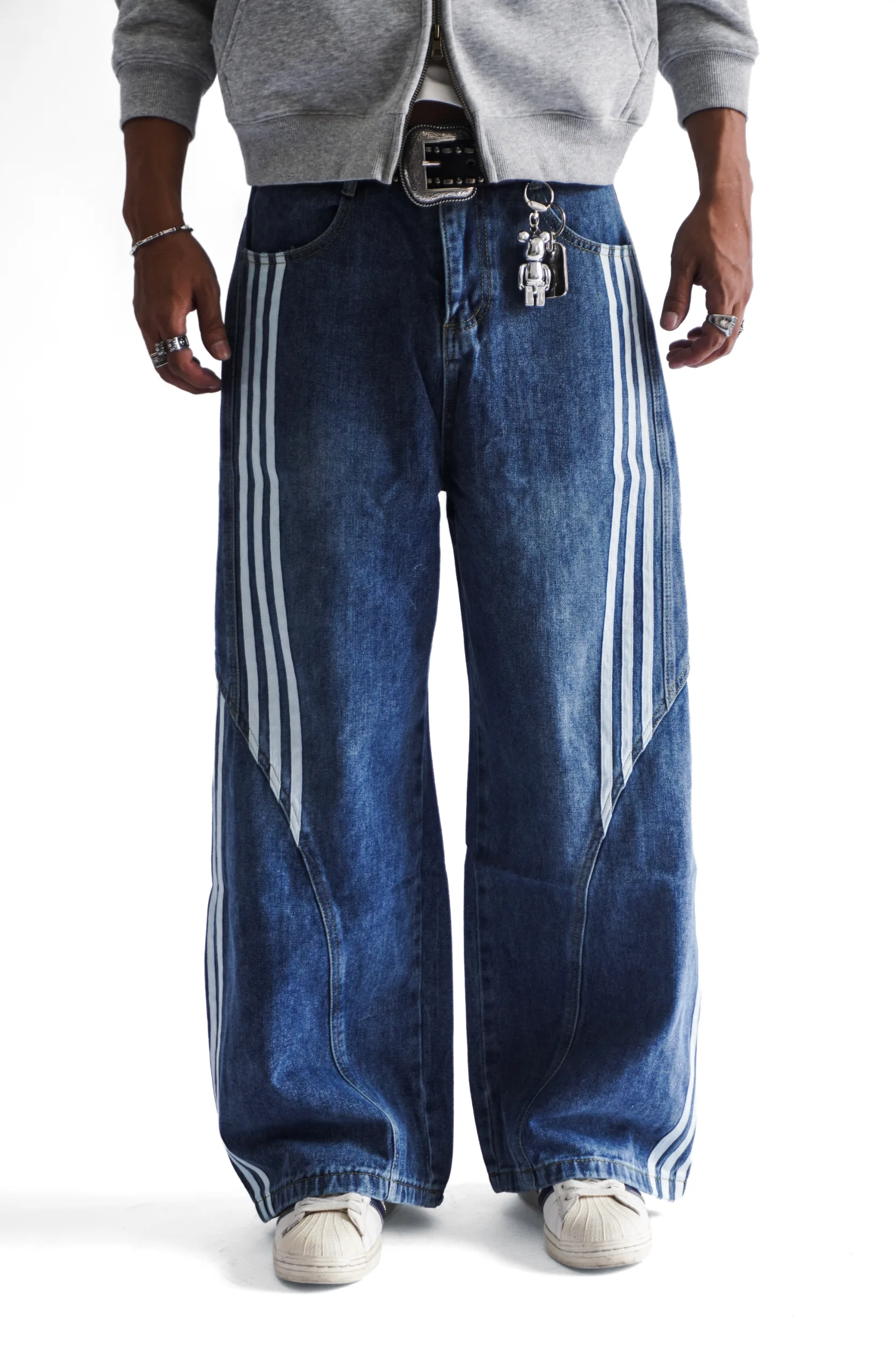 Stripe Blue Balloon Jeans