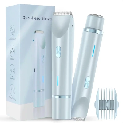 Dual Head Electric Rechargeable Hair Trimmer for Women – Face, Bikini & Body Shaver (USB Charging)