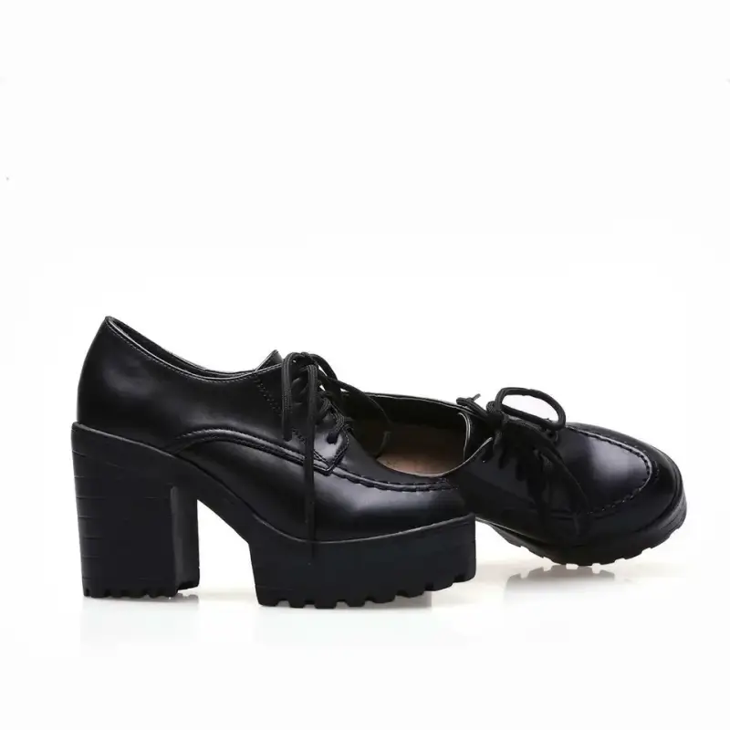 Product image of Casual Lace-Up Thick Heel Low-Top Platform Leather Sneakers for women