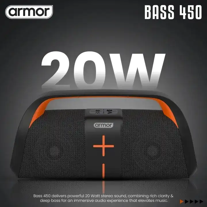 Product image of Armor Bass 450 Bluetooth Speaker 20W With TWS Connection RGB Lights IPX5 Waterproof