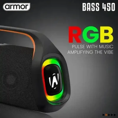 Armor Bass 450 Bluetooth Speaker 20W With TWS Connection RGB Lights IPX5 Waterproof
