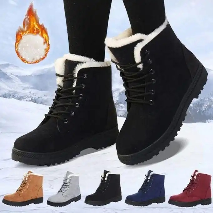 Product image of Winter Boots Women Korean Low Heel Non Slip Plush Fur Shoes Keep Warm Ankle