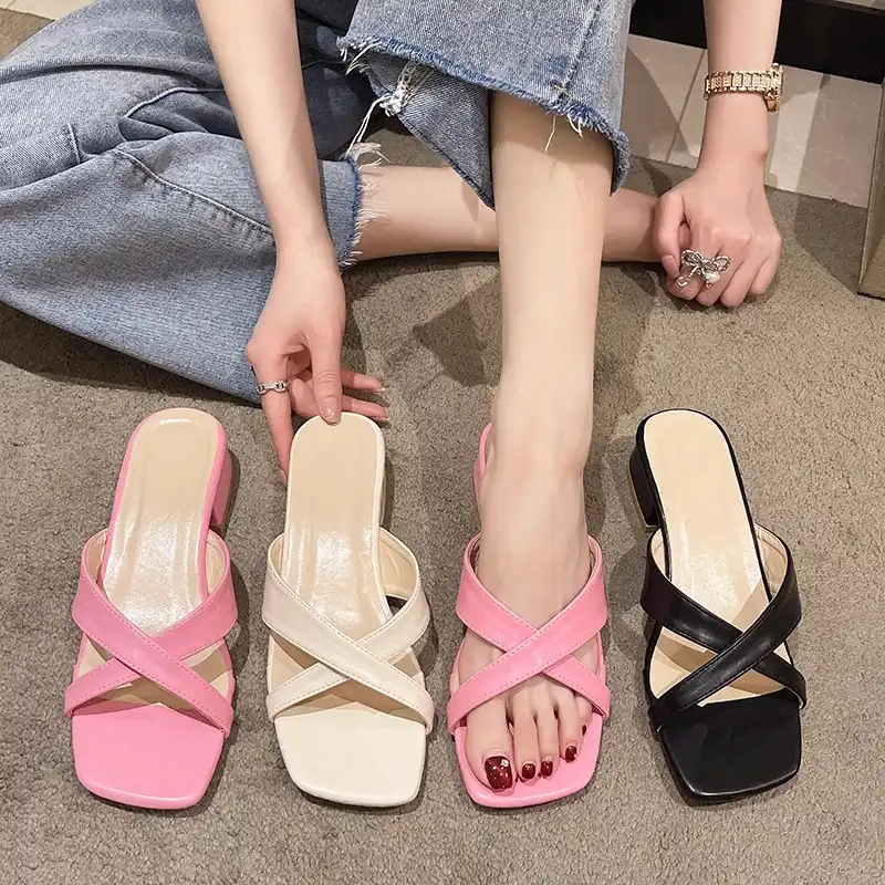 Product image of Women sandals Summer Non-slip Flip Flops Chunky Heel Mules Sandals