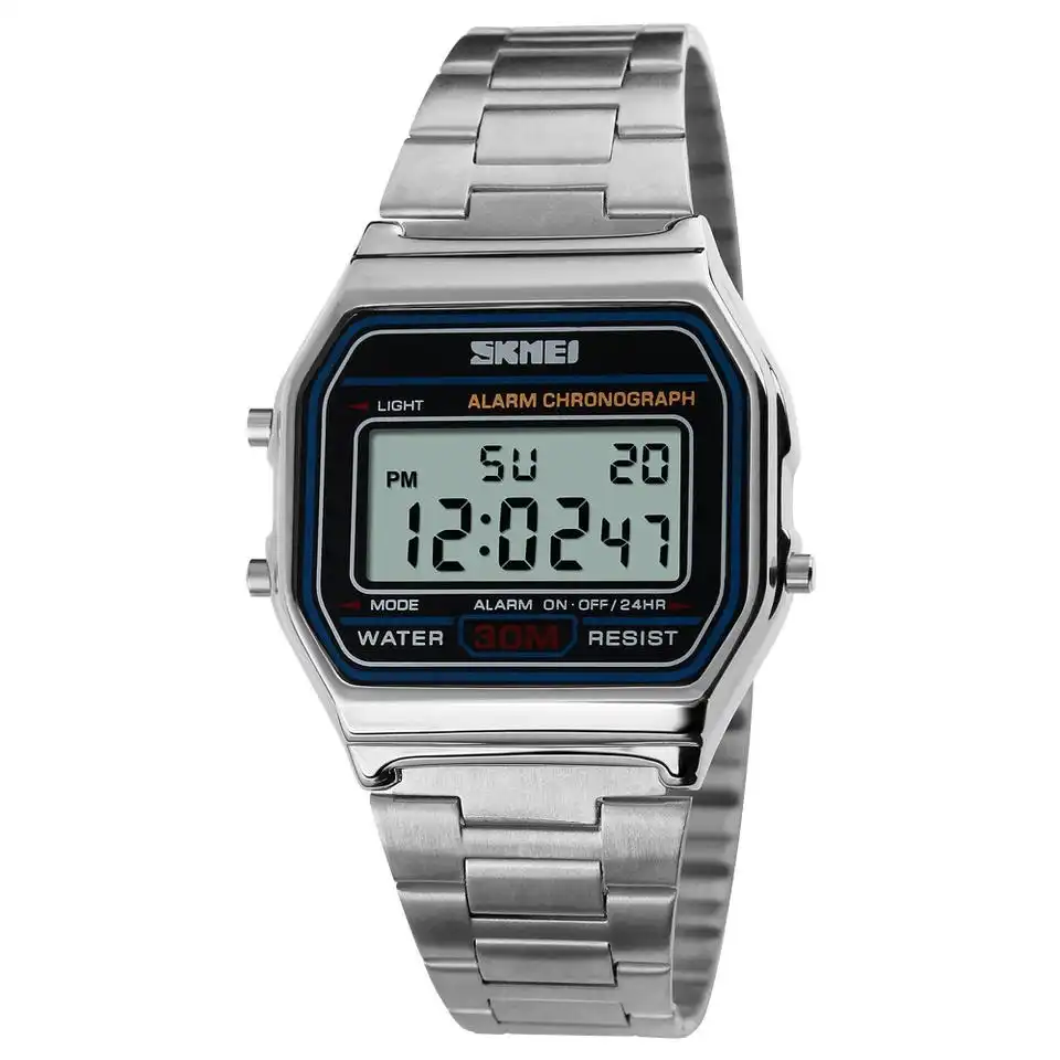 Product image of SKMEI 1123 Luxury Retro Digital Watch – Stainless Steel Silver & Gold for Men & Women