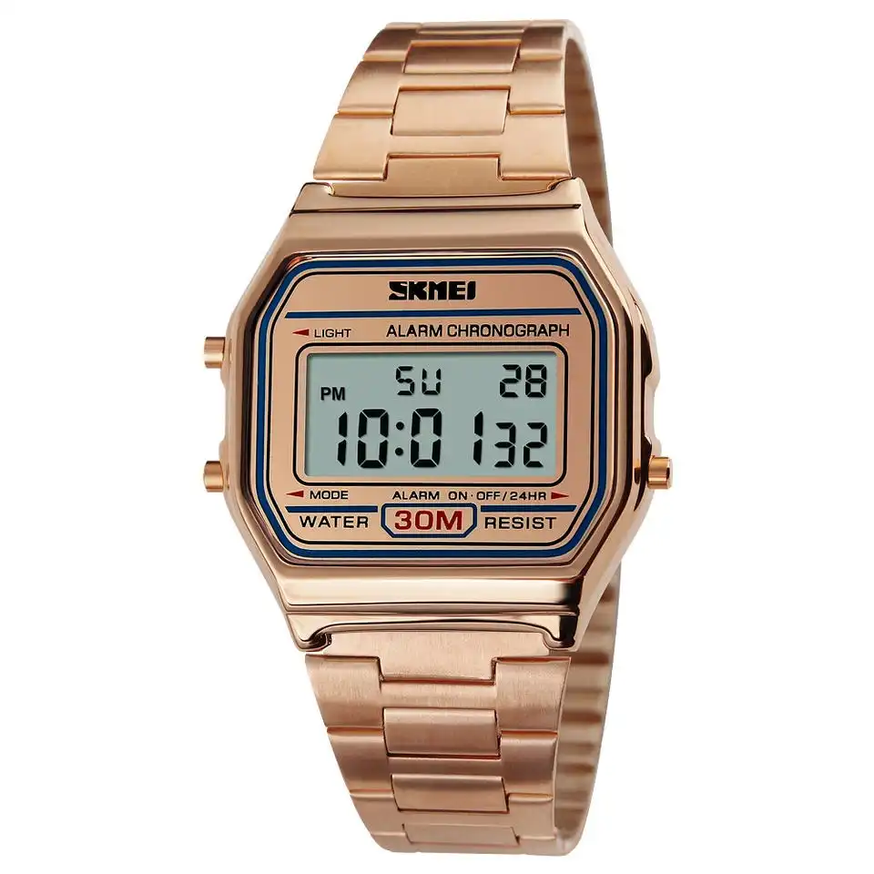 Product image of SKMEI 1123 Luxury Retro Digital Watch – Stainless Steel Silver & Gold for Men & Women