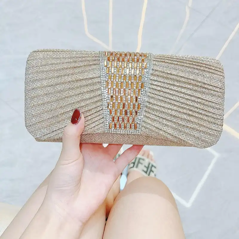 Product image of Luxury Pleated Rhinestone Party Clutch Bag FSC-00105